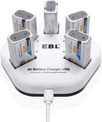 Suitable for use in house, shop, school, office building, storage areas, etc. Ebl 9v Rechargeable Batteries Lithium Ion 9v 600mah Batteries 600mah 5 Packs With 5 Bay 9v Battery Charger 2a Input For Smoke Alarm Detectors Battery Charger Shashinki
