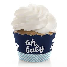 Baby cupcake rattlesif you're planning a baby shower, these adorable cupcakes shaped. Hello Little One Blue And Silver Boy Baby Shower Decorations Party Cupcake Wrappers Set Of 12 Bigdotofhappiness Com