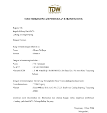 Surat rekomendasi dapat dibuat untuk berbagai keperluan, seperti surat rekomendasi kerja, surat rekomendasi mendaftar studi lanjut (s2/s3), surat rekomendasi kegiatan, surat berikut adalah salah satu contoh surat rekomendasi kerja yang bisa kita perhatikan format penulisannya Contoh Surat Rekomendasi Pembukaan Rekening Bank Contoh Surat