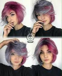 Half Colored Purple Gray Hair Hair Styles Short Hair Styles Pink Hair