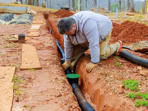 French drain system installation