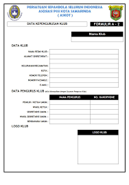 Borang pendaftaran pemain bola sepak. Formulir Pendaftaran Sepak Bola Nasi