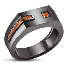 Black And Silver Wedding Band Mens Orange Sapphire Men S Band Wedding Ring Black Gold Finish 925 Sterling Silver In 2020 Black Wedding Rings Black Gold Ring Orange Sapphire