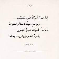 شعر الإمام الشافعي إذا حار أمرك في معنيين عالم الأدب poem quotes arabic quotes quotes