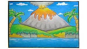 Karena untuk membuatnya terbilang mudah dan cepat. Cara Menggambar Gunung Meletus Dan Pemandangan Alam Youtube