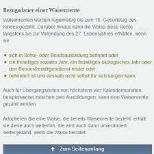 Höhe und dauer des anspruchs auf die rente! Beendigung Fsj Kindergeld Halbwaisenrente