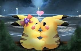 Pikachu Girl Boy Kiss Heart Cute Couple Starry Sky Pokemon Cute Pokemon Wallpaper Pikachu Wallpaper Cute Pokemon