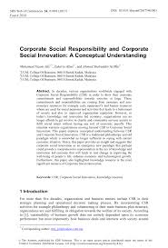For example, business impact (2000) states that they are key following principles regarding corporate social responsibility the main example is that socially responsible people do what ever work is required of them to support their own sustenance, shelter, and desired lifestyle. Pdf Corporate Social Responsibility And Corporate Social Innovation A Conceptual Understanding