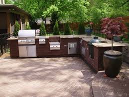 Kitchen Inspiration For Outdoor Kitchen Cabinets Lowes Outdoor Grill Built In Natural Gas Grill Freestanding Gas Stove Brick Brown Floor Big Barbecue Gril Mandi