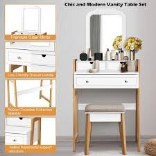 makeup vanity table set with 3 drawers