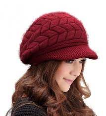 Women Winter Warm Knit Hat Wool Snow Ski Caps With Visor Wine Co12nyep2of Knitted Hats Winter Hats For Women Hats For Women