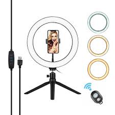 Andoer 10 Inch Led Ring Light With Tripod Stand Phone Holder Remote Control 3200k 5500k Dimmable Table Camera Light Lamp 3 Light Modes 10 Brightness Level For Youtube Video Photo Studio Live