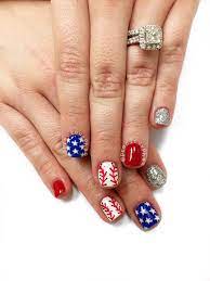 Baseball Nails Red White And Blue Nails 4th Of July Nails Preciousphan Baseball Nails Blue Toe Nails Baseball Nail Designs