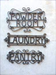 Powder Room Sign Metal Bathroom Sign French Decor By Honeywoodhome Powder Room Decor Shabby Chic Bathroom Pantry Sign