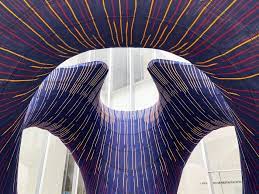 The builders' nickname for the project was 'sarape', which is a scarf or poncho with a stripe pattern. Zaha Hadid Architects And Eth Zurich S Concrete Pavilion Made With 3d Knitted Formwork