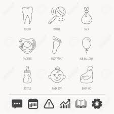 Pacifier Baby Boy And Bottle Icons Tooth Footprint And Wc