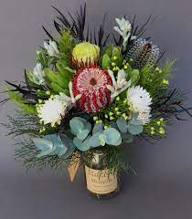 Native Flower Posy Of Banksia Coccinea Dryandra Banksia Hinchinbrook Bud Waxflower Lemon Drop Flower Delivery Australian Flowers Australian Native Flowers
