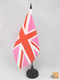 Union Jack Pink Table Flag 5'' x 8'' Plastic Stick and Base