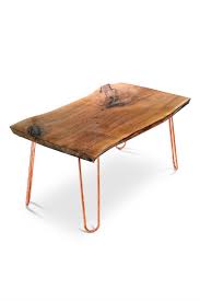 Live Edge Table With Copper Or Brass Hairpin Legs Mid Century Furniture Reclaimed Wood Furniture Limited Mobilier De Salon Deco Bois Table A Manger Moderne