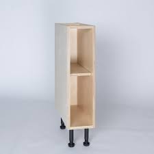 Set your base cabinets against the wall where you will install them, and add shims beneath the cabinetry so that its top edge hits the first horizontal line that you drew. 200mm Highline Natural Kudu Kitchens