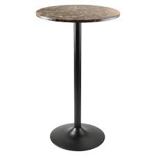 Cora Round Bar High Table Faux Marble Top Metal Black Winsome Round Pub Table Round Bar Table Pub Table