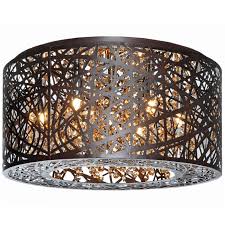 Ceiling flush mount lights usually have a hard or soft shade that may help to diffuse the light. Et2 E21300 Inca 16 Crystal Ceiling Light With Halogen Bulbs Bronze Indoor Lighting Ceiling Fixtures Flush Mount Shefinds