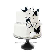 Wedding Cake Topper Edible Butterflies In Black And White Butterfly Cake Cake Decorations Butterfly Cakes Butterfly Wedding Cake Edible Butterfly