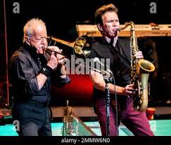 The American iconic rock band Chicago with trombone player James Pankow and  saxophone player Ray Herrmann performs at the Xfinity Center, Sunday, Aug.  5, 2018, in Mansfield, Mass.. (Photo by Robert E.