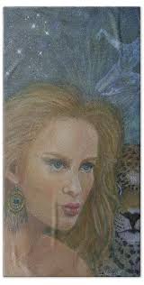 Shaman Girl and the Jaguar Bath Towel