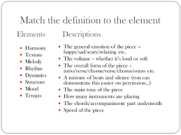 Texture describes the complexity of a musical composition. Match Key Word To The Music Element Teaching Resources