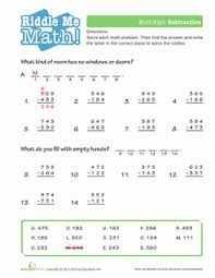 4th grade math problems are more complex and demanding than anything kids have been exposed to so far. Math Riddles Subtraction 4 Worksheet Education Com Math Riddles Math Math Worksheet