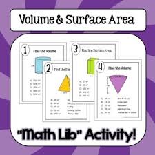 Volume And Surface Area Math Lib Activity Middle School Math Teacher Math Lessons Math Curriculum