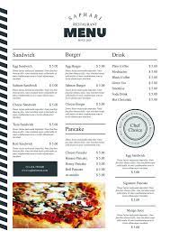 Food Menu Templates Printable Restaurant Menu Etsy In 2021 Food Menu Template Menu Restaurant Food Menu