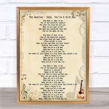 Amazon Com Baby You Re A Rich Man Song Lyric Quote Print Office Products