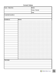 Graph Paper Printable Math Graph Paper Cornell Notes Template Cornell Notes School Study Tips