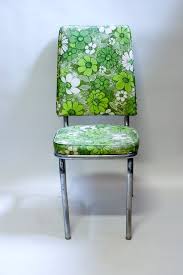 We also offer hundreds of different vinyl colors for our retro diner chairs. Mid Century Chrome Kitchen Chairs 1950s Green Floral Vinyl 300 00 Via Etsy Kitchen Chair Makeover Kitchen Chairs Chair