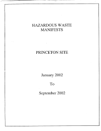 BASF, Hazardous Waste Manifests, Princeton Site, January 2002 to September  2002.