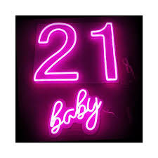 21 (number), the natural number following 20 and preceding 22. 21 Baby Led Neon Sign For 21st Birthday Party