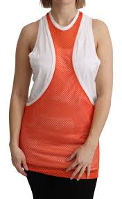 Discover a stylish selection of the latest brand name and designer fashions all at a great value. Dsquared Orange White Crewneck Sleeveless Tank T Shirt Dress Top Fashion Brands Outlet