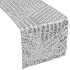 Geometric Glitz Art Deco Sequin Table Runner Silver In 2020 Sequin Table Runner Sequin Table Table Runners