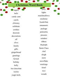 Christmas Word Bank Christmas Words Word Bank Christmas Writing