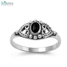 Black And Silver Ring Ladies Cute Heart Design With Black Onyx Solid 925 Sterling Silver Black Onyx Ring Black Stone Ring Black Promise Ring L Black Stone Ring Black Rings Black Onyx Ring