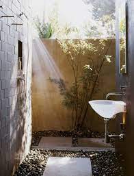 Simple outdoor shower ideas diy for camping with potted plants. 66 Outdoor Bathroom Designs That You Gonna Love Digsdigs