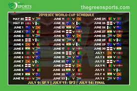 Check spelling or type a new query. Icc Cricket World Cup 2019 Schedule And Fixtures Thegreensports