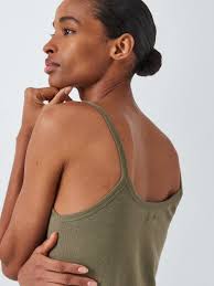 John Lewis Ribbed Modal Blend Cami Pyjama Top, Khaki