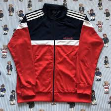 Black And Red Adidas Jacket Vintage Navy Red Adidas Originals Track Jacket L Red Adidas Jackets Track Jackets