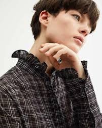 Nili Lotan Vivian Black Plaid Ruffled Checked Romantic Blouse Shirt Sz S