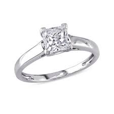5 5 0mm Princess Cut Lab Created White Sapphire Solitaire Engagement Ring In 10k White Gold