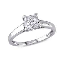 5 5 0mm princess cut lab created white sapphire solitaire engagement ring in 10k white gold