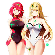 pyra, mythra, pyra, and mythra (xenoblade chronicles and 1 more) drawn by  whitelie | Danbooru